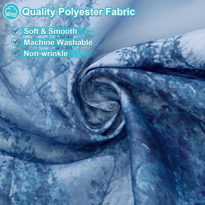 ORTIGIA 84 Inch Extra Wide Blue Misty Forest Shower Curtain - Image 4