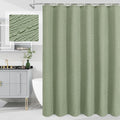 MitoVilla Sage Green Shower Curtain, Farmhouse Waves Fabric Shower Curtains by MitoVilla
