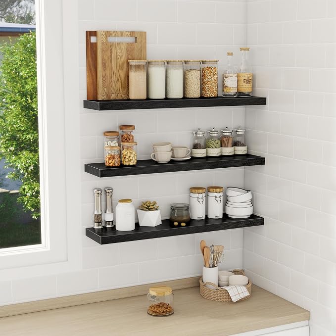Fun Memories 32 Inch Floating Shelves Wall Shelf Set of 3, Farmhouse Home Decor - Image 2