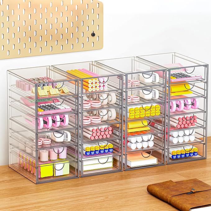 Acrylic Makeup Organizer with 19 Drawers, 4 Pack Clear Storage Drawers - Image 4