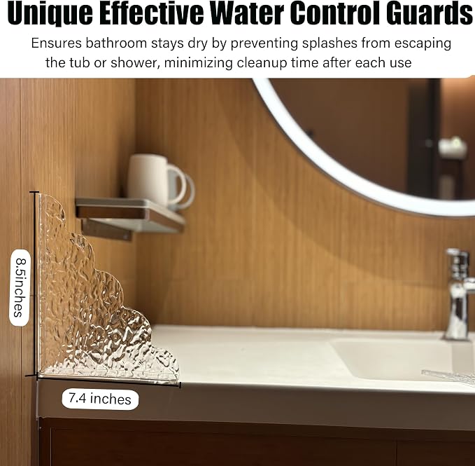 Corner Splash Guard for Bathroom, 8.5 x 7.4 inches, Adhesive Waterproof Shield - Image 2