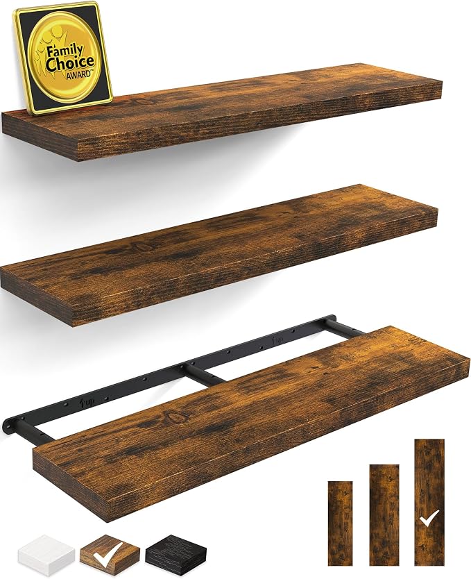 BAYKA Floating Shelves for Wall, 36 inches Wall Mounted Wood Shelves for by BAYKA