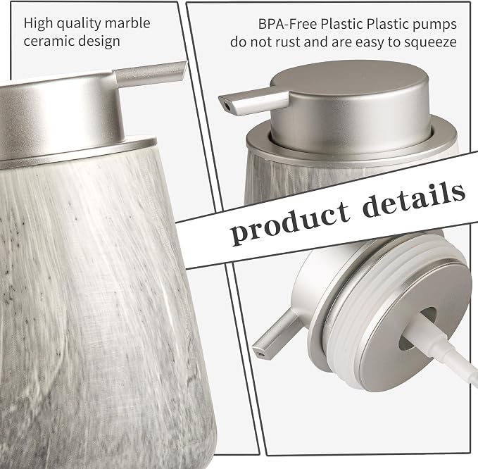 Enra Ceramic Foaming Soap Dispenser, 12 oz GrayHand Foam Soap Dispenser - Image 5