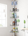 Corner Shower Caddy Tension Pole, 39-113 inch Adjustable Rustproof Floor by Clothink