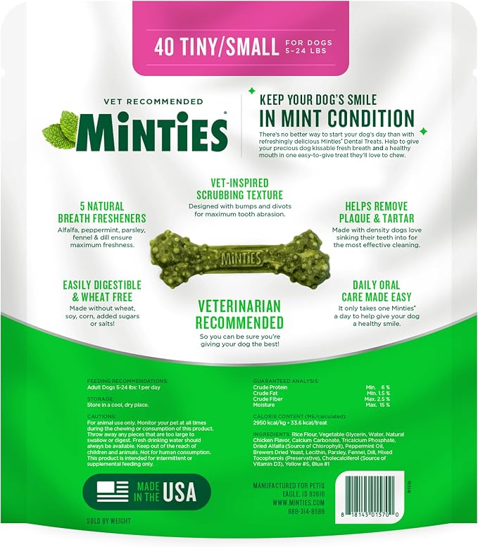 Minties Dog Dental Bone Treats, Tiny/Small Dental Dog Treats, 16 Ounces - Image 8