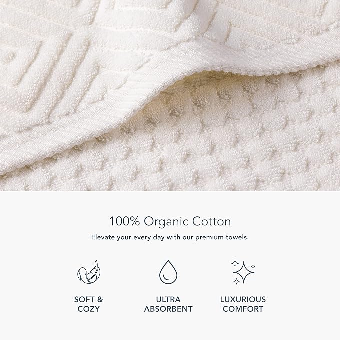 Texere 100% Organic Cotton Diamond Jacquard 700 GSM Luxury Bath Towel Sets - Image 2