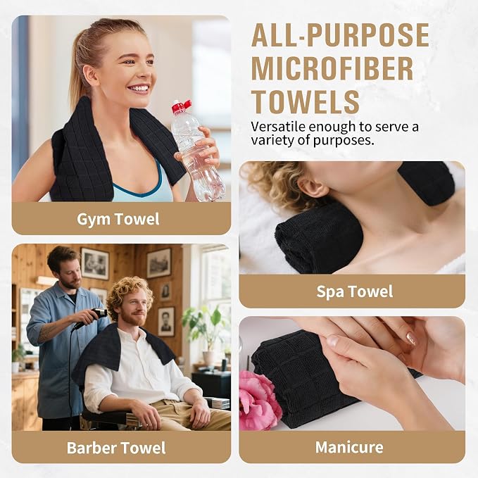 HOMERHYME Salon Towels, 12 Pack Black Hand Towels - Image 7