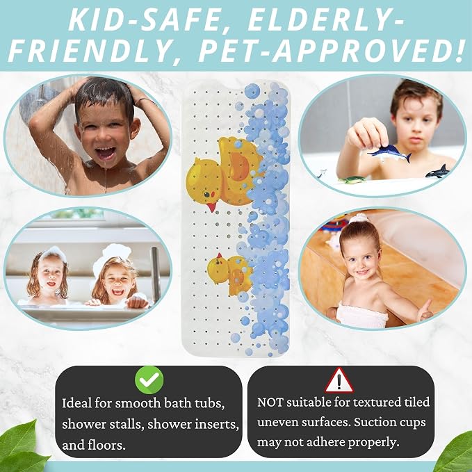 Kids Bath Mat 40x16 – Non-Slip Tub Bathmat Duck Print - Image 5