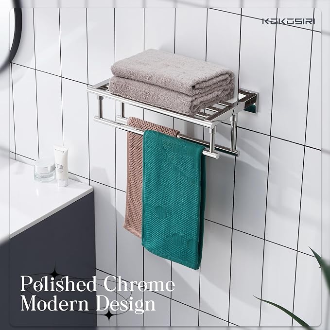 KOKOSIRI Bathroom Towel Rack Towel Holder 16 Inch Bath Towel Shelf - Image 3