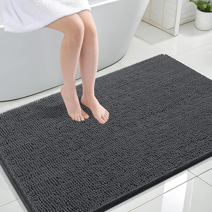 OLANLY Bathroom Rugs 47x32, Extra Soft Absorbent Chenille Bath Rugs, Rubber by OLANLY