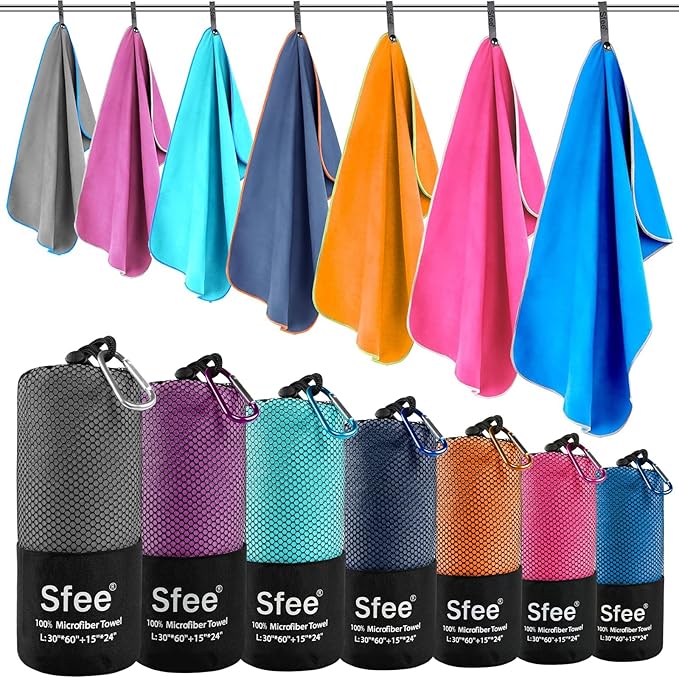 Sfee 2 Pack Microfiber Travel Towel, Quick Dry Towel Camping Towel Super by Sfee