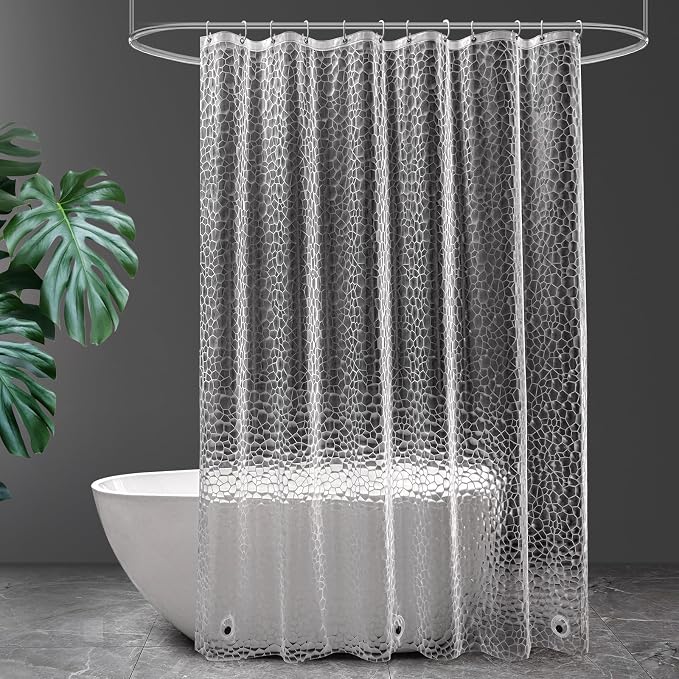 UFRIDAY Clear Shower Curtain Liner 72 x 72 inch, EVA 3D Cube Weighted Plastic by UFRIDAY