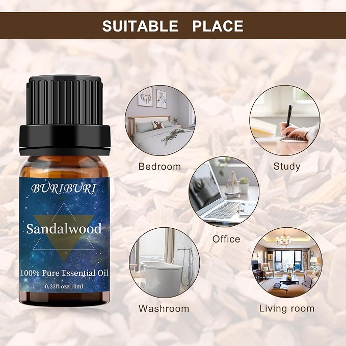 BURIBURI Sandalwood Oil Essential and Vanilla Essential Oil Gift Set, 100% Pure - Image 6