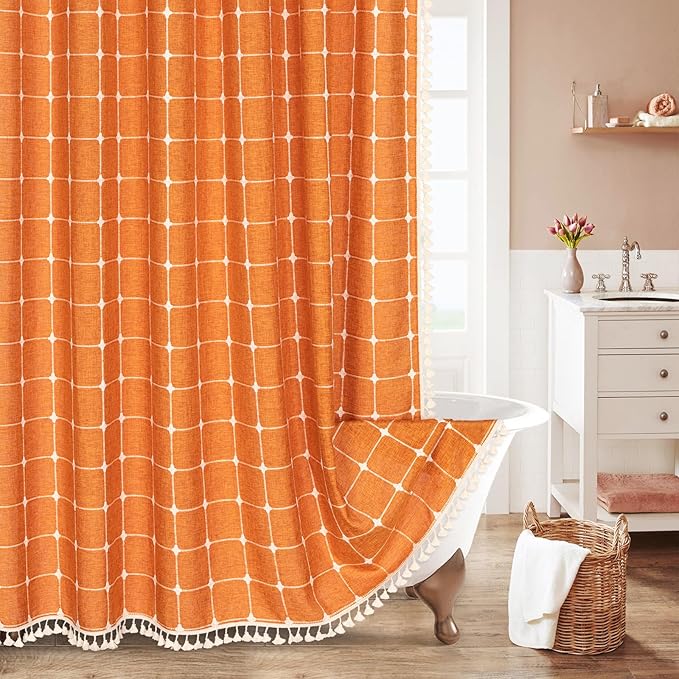 MitoVilla Orang Farmhouse Shower Curtain Set 72 x 78, Boho 78 inch Long by MitoVilla