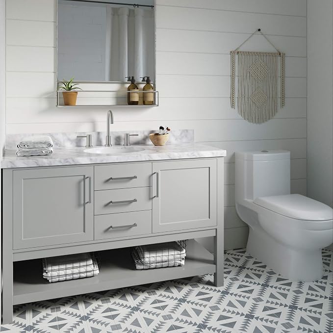 ARIEL 54" Grey Bathroom Vanity Base Cabinet, 2 Soft Closing Doors and 6 - Image 2