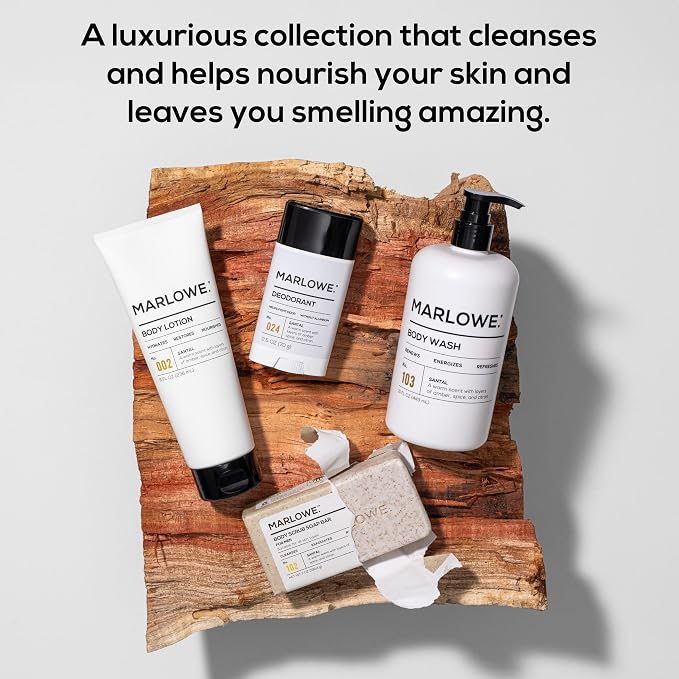 MARLOWE. Men's Grooming Santal Body Set, Features No. 102 Scrub Soap Bar - Image 2