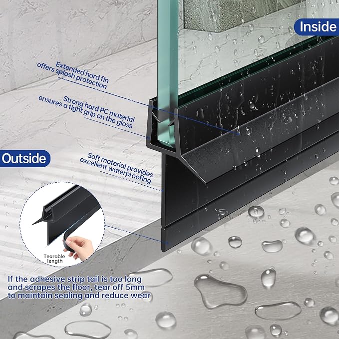 2-Pack Frameless Shower Door Bottom Seal Clear Glass Seal Strip Shower Door - Image 3
