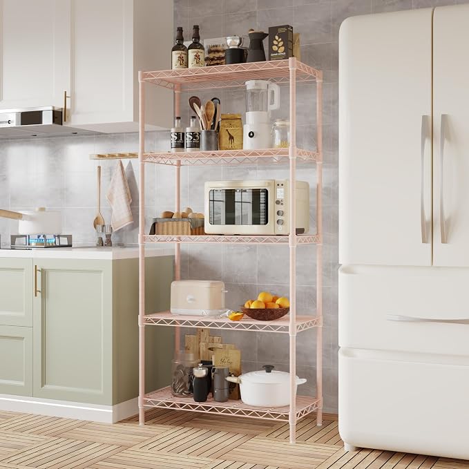 5 Tier Storage Racks Shelving, Heavy Steel Pantry Shelves, Adjustable Wire - Image 6