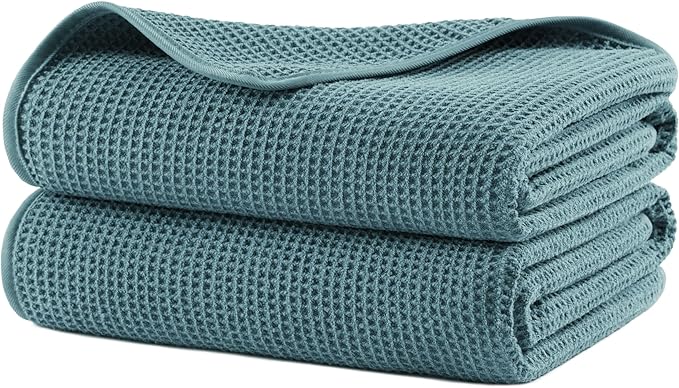 POLYTE 380 GSM Microfiber Oversize Quick Dry Lint Free Waffle Bath Towel by Polyte