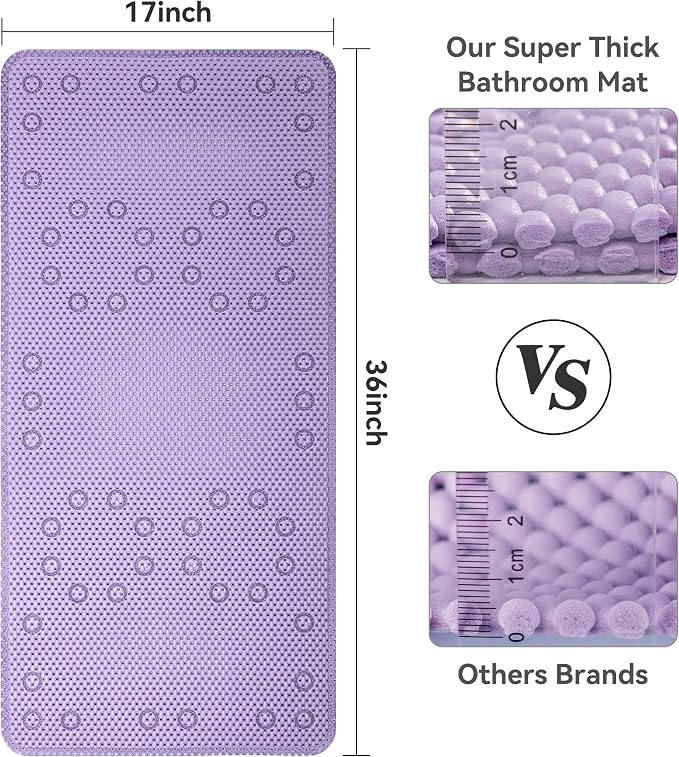 Double Layer Foam Non Slip Bathtub Mat 37x17in, More Comfortable and Thicker - Image 3