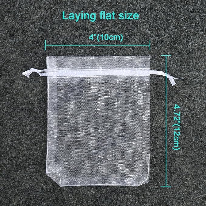 Hopttreely 100PCS Premium Sheer Organza Bags, 4x4.72 Jewelry Gift Bags - Image 3