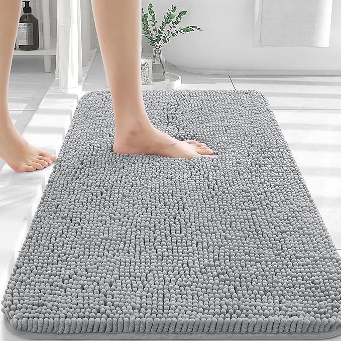 OLANLY Bathroom Rugs 30x20, Extra Soft Absorbent Chenille Bath Rugs, Rubber by OLANLY