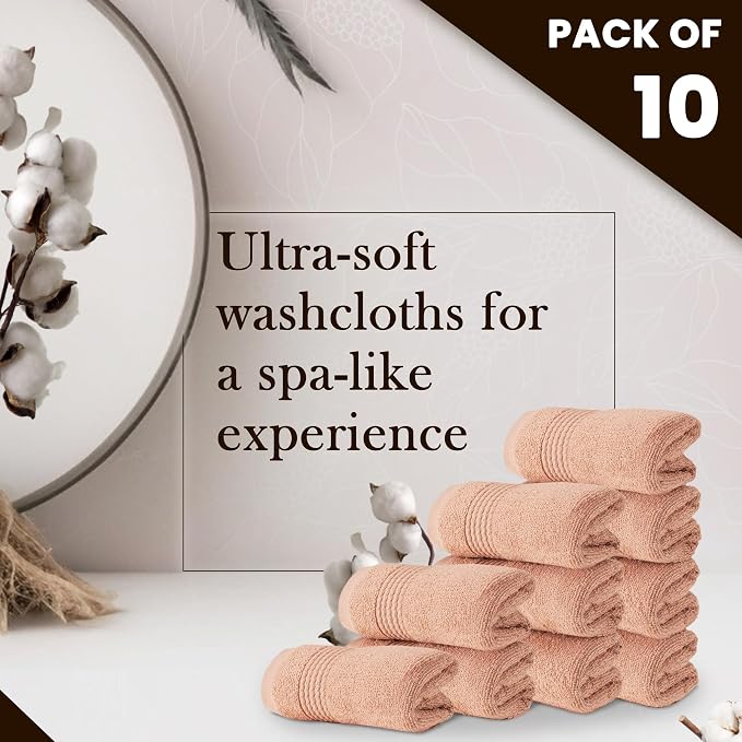 HALLEY Turkish Cotton Towels Washcloths Super Soft Highly Absorbent 100% Cotton - Image 2