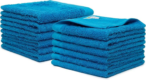 100% Cotton Washcloths Set 13” x 13” | Petrol Towels | Set of 12 Ultra Soft and by Weidemans
