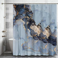 Domoku Blue Marble Shower Curtain 72x72 – Blue and Gold Waterproof Fabric by DOMOKU