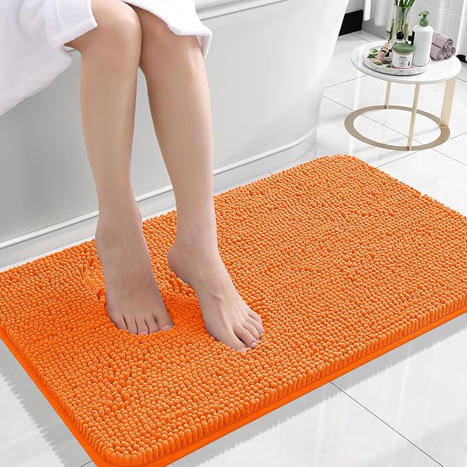 OLANLY Bathroom Rugs 24x16, Extra Soft Absorbent Chenille Bath Rugs, Rubber by OLANLY
