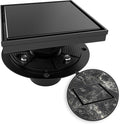 WEBANG 6 Inch Square Shower Drain Black Floor Drain by WEBANG