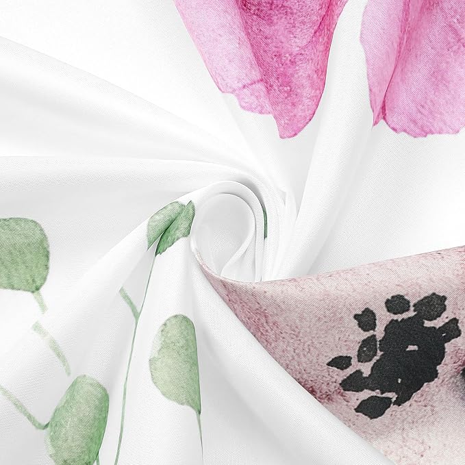 Gibelle Watercolor Floral Shower Curtain, Modern Minimalist Waterproof Fabric - Image 4