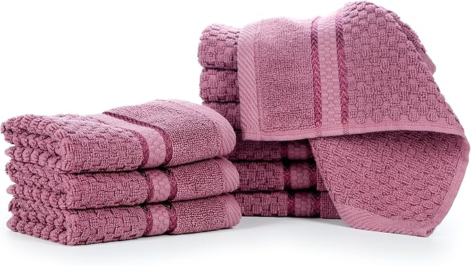 Ample Decor Grape Purple Wash Cloth Set of 10 100% Cotton - Image 6