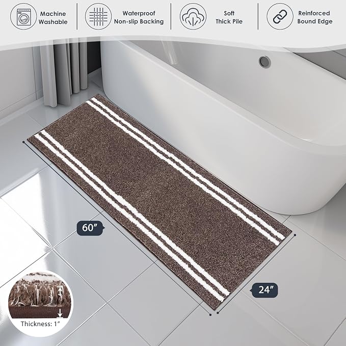 PURRUGS Bathroom Rug Non-Slip Machine Washable 24" x 60", Super Absorbent and - Image 7