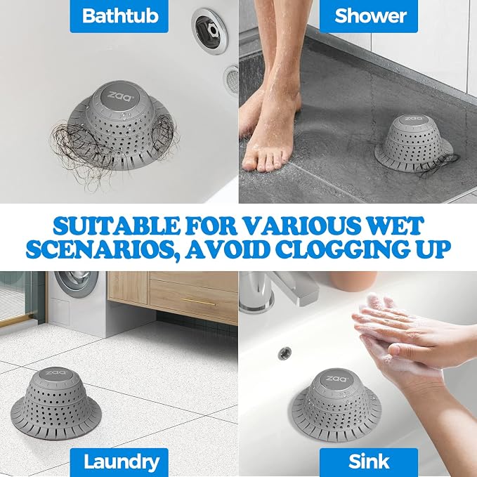 zaa Bathtub Drain Hair Catcher, Premium Silicone Shower Hair Catcher, Shower - Image 2