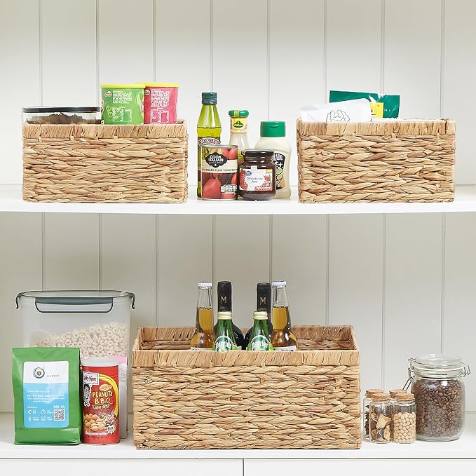 Vagusicc Wicker Basket, Water Hyacinth Wicker Storage Basket Bins - Image 7
