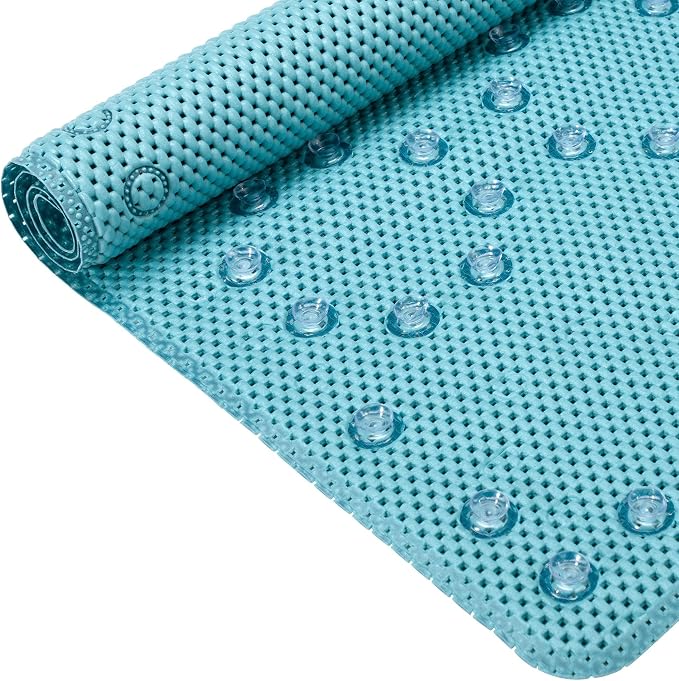 Bathtub Mat Non Slip Blue 36” X 17” Shower Mat Soft Foam Bath Mats by DwellAid