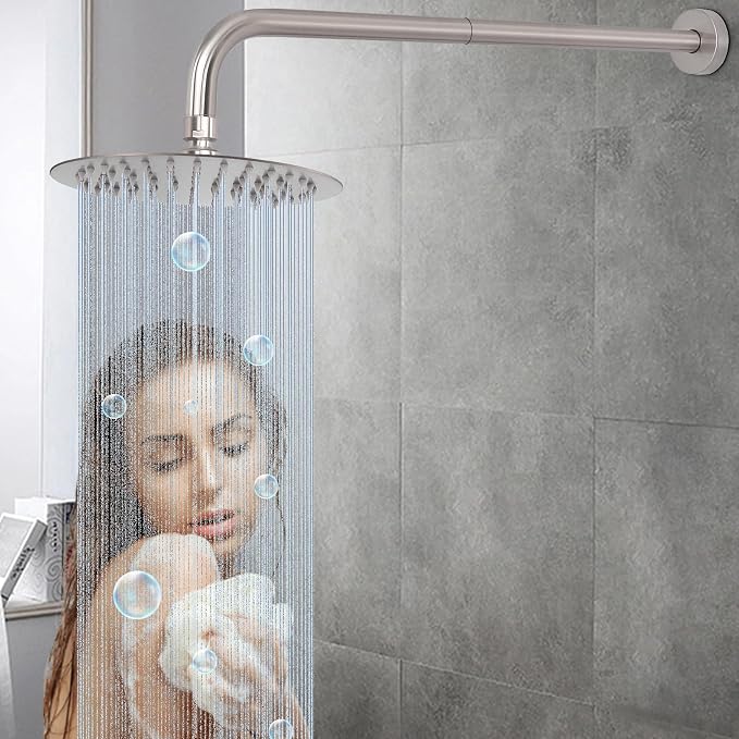 HarJue Shower Arm with Flange and Teflon Tape, Wall Mounted Shower Pipe 304 - Image 6