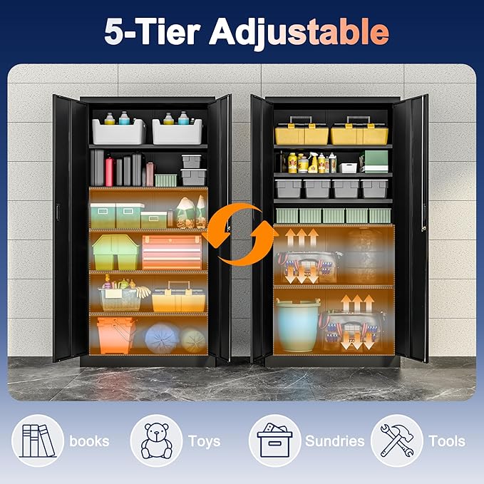 Metal Storage Cabinet, 71 Inch Tall Metal Storage Cabinet - Image 6