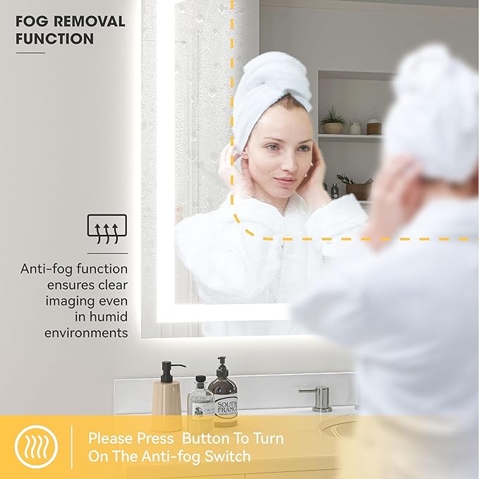 Hasipu 40" x 36" Arch LED Bathroom Mirror, Frontlit Wall-Mounted Vanity Mirror - Image 5