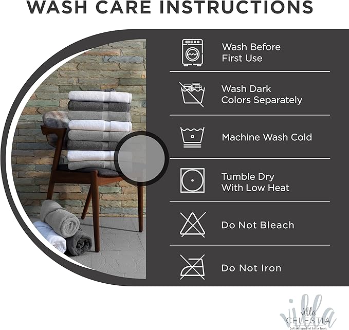 100% Cotton Bath Towel Set of 18-4 Bath Towels, 6 Hand Towels, 8 Wash Cloths - Image 6