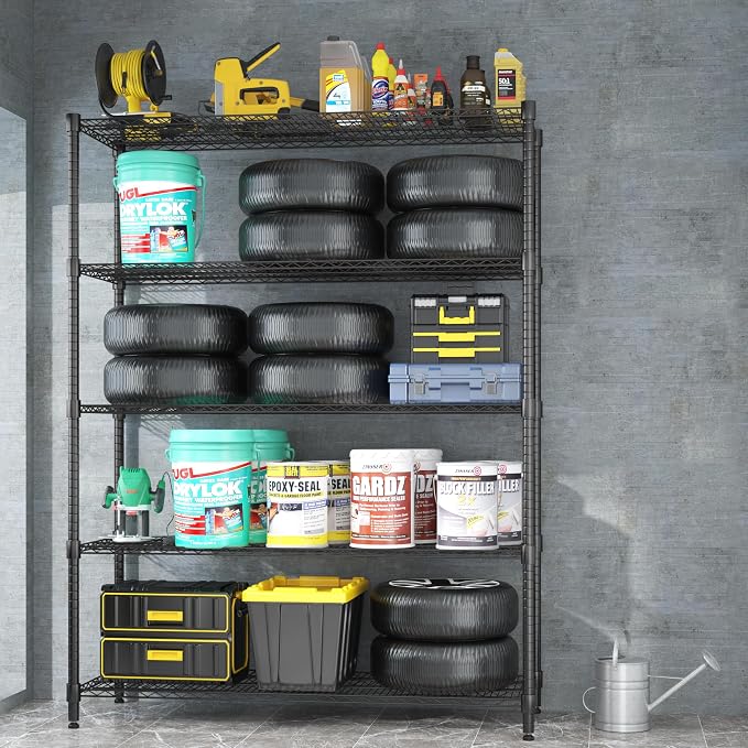 Homdox Heavy Duty Storage Shelves, 5 Tier Wire Shelving Unit - Image 2