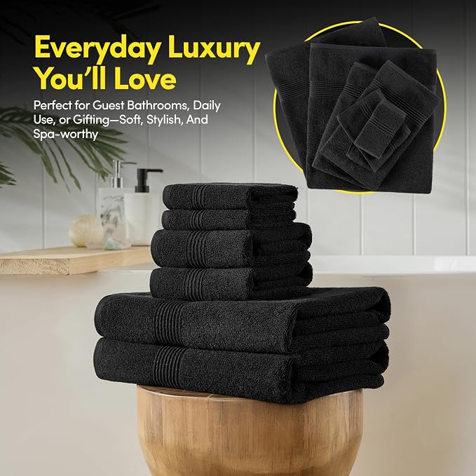 Bath Towels 8 Piece Towel Set – 100% Combed Cotton – Bath + Hand + Washcloths – - Image 7