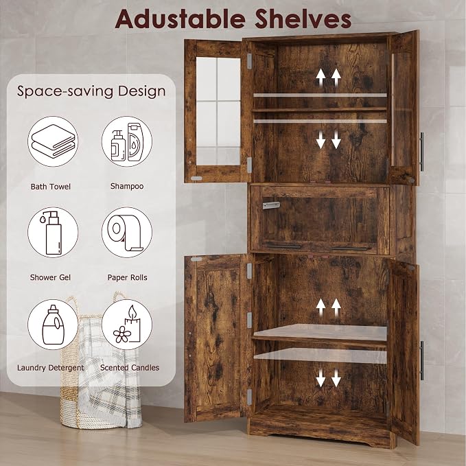 GarveeHome Tall Bathroom Cabinet, 67 in Storage Cabinet - Image 4