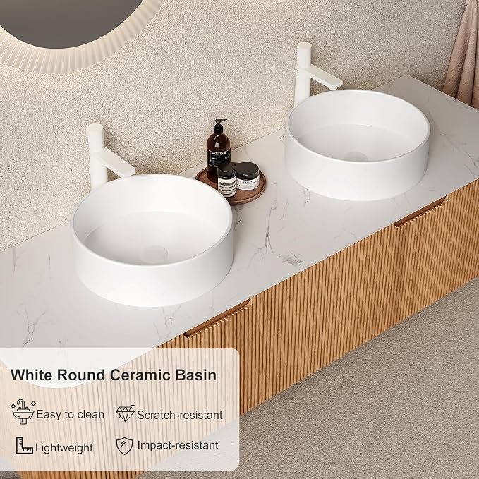 60" Bathroom Vanity with Double Sink, Floating Bathroom Vanities with - Image 4