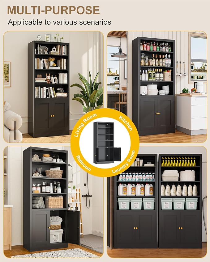 Tall Bathroom Storage Cabinet, Freestanding Linen Cabinet - Image 6