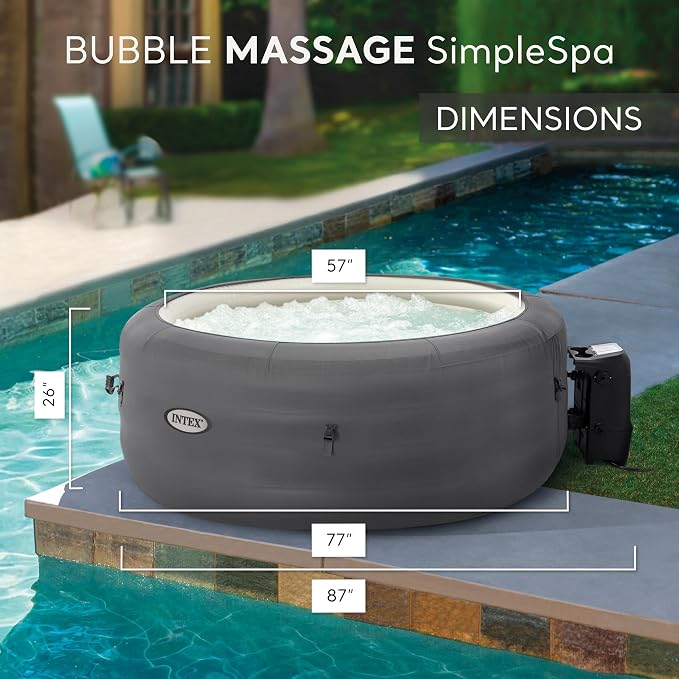 INTEX 28483E SimpleSpa Inflatable Hot Tub 4 Person Bubble Massage Spa: Includes - Image 4