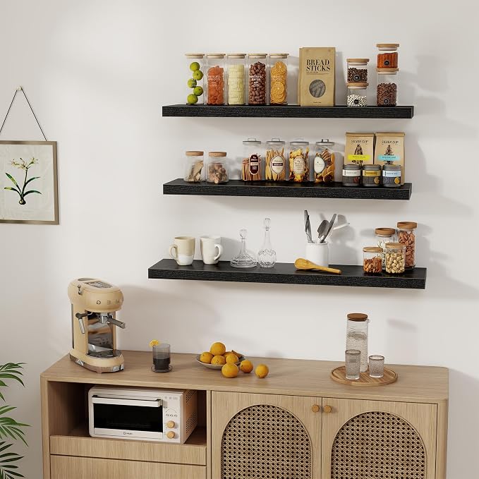 Fun Memories Black Floating Shelves 36 Inch Long, Rustic Farmhouse Bathroom - Image 6