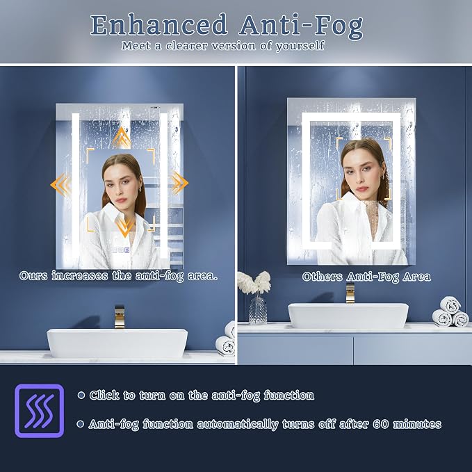 ExBrite Lighted Bathroom Medicine Cabinet, 20 x 26 Inch, Recessed or Surface - Image 5