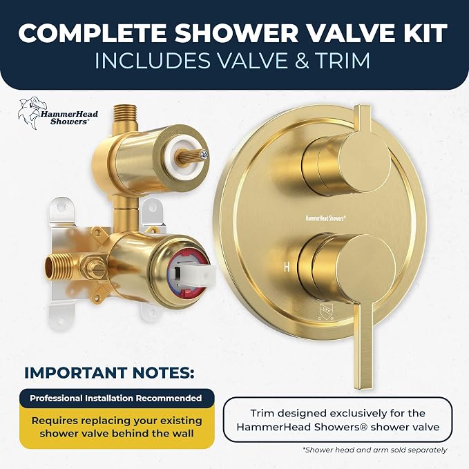 HammerHead Showers Solid Metal Two-Handle Shower Valve and Trim Kit, Volume and - Image 4